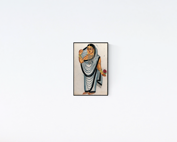 1800s Kalighat painting of "A Courtesan holding a Rose"