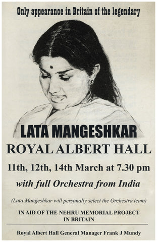 1974 Vintage Lata Mangeshkar Concert Poster