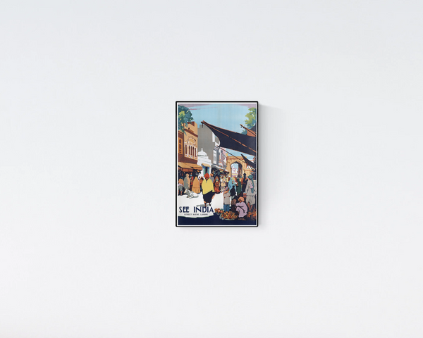 1935 'See India: Lahore Street Scene' Travel Poster