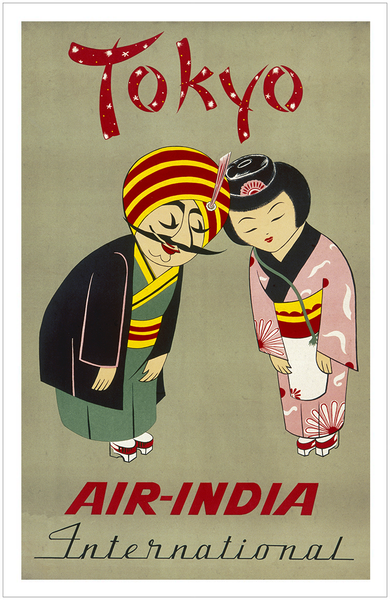 1960s Vintage Air India Tokyo Poster