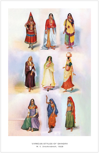 'Various Styles of Ghagra' Print