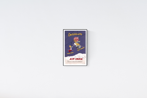 1960s Vintage Air India Switzerland Poster