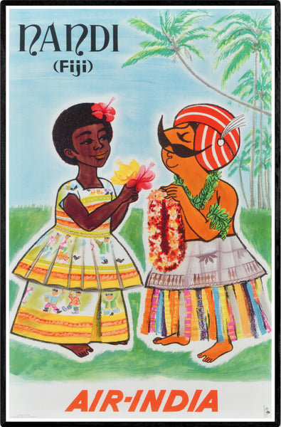 1960s Vintage Air India Fiji Poster