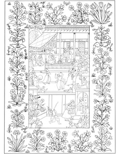 Printable Mughal Painting Coloring Page