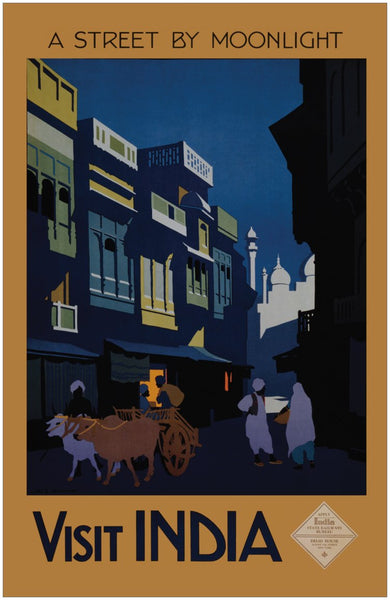 1920s 'Visit India: A Street by Moonlight Travel Poster