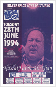 1994 Vintage Nusrat Fateh Ali Khan Concert Poster